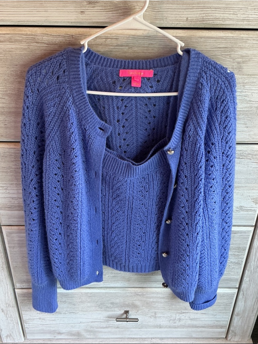 Lilly Pulitzer Zabrina Periwinkle Knit Tank and cardigan sweater set - Picture 2 of 4